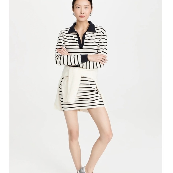 NWT MONROW Stripe Relaxed Polo Dress - Size Large - Picture 2 of 10